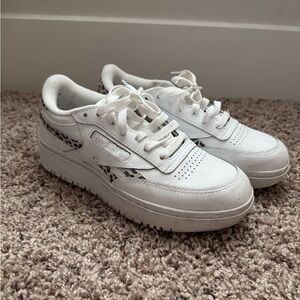 Reebok White Sneakers with Animal Print Accents